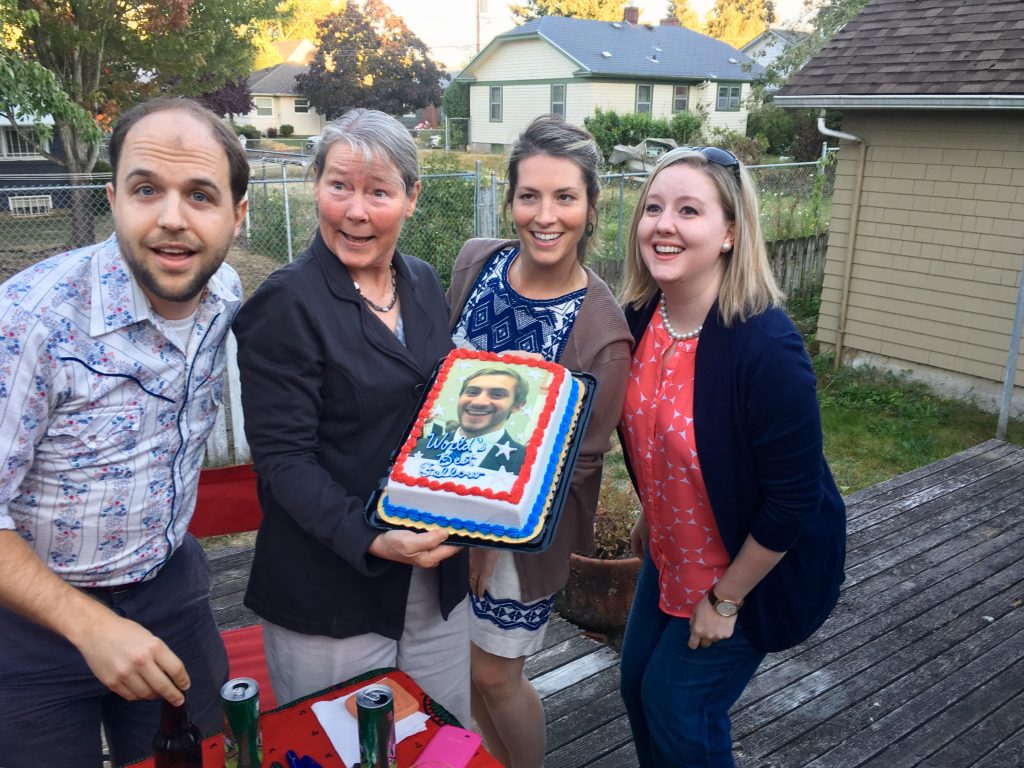 Linn, Robin, Jake (on a cake), Jessie, and Amanda